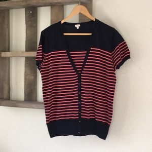 J. Crew shirt sleeve striped cardigan